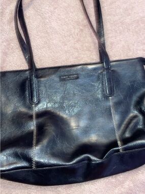 kate spade Black Leather Tote with Double Straps